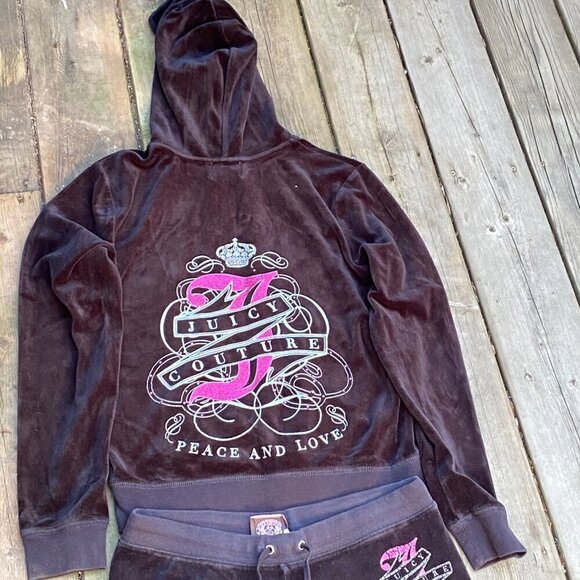 Vintage Y2K Juicy Couture Velour Tracksuit Black Bedazzled - Picture 5 of 12